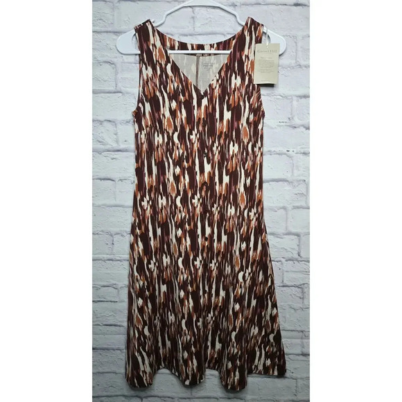 Garnet hill Geometric abstract print knee length sleeveless cotton dress XS - Picture 1 of 8